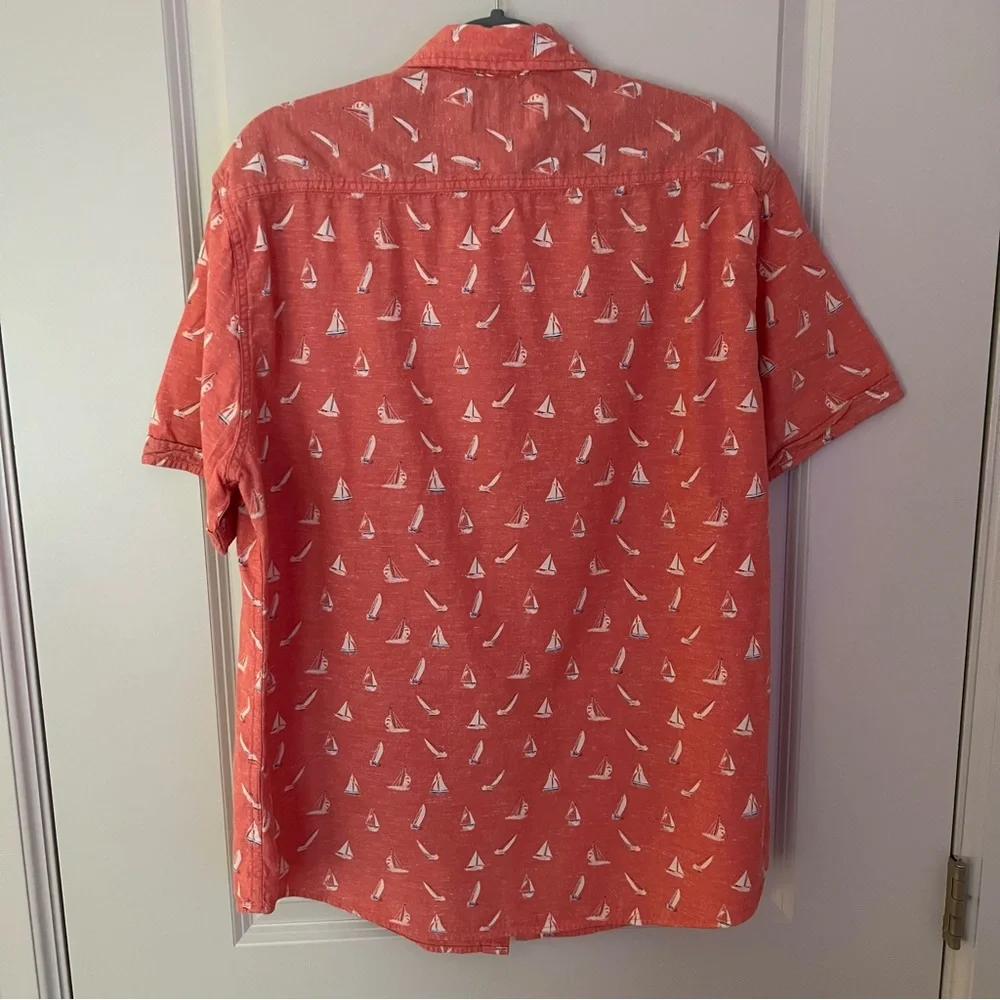 Denim & Flower mens short sleeve sailboat printed button down shirt | size XL - Picture 10 of 11